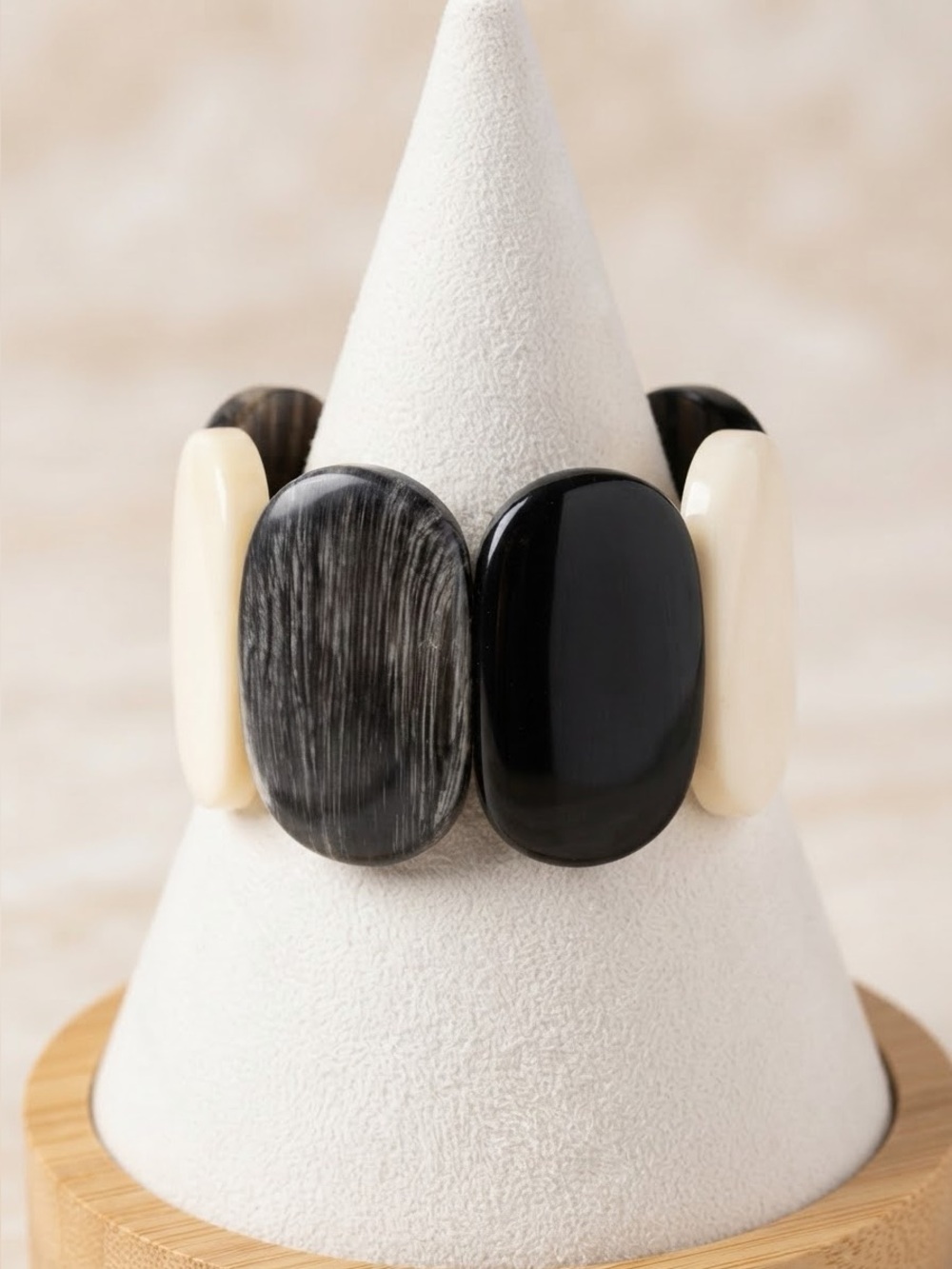 Erica Lyons Stretch Panel Bracelet | Black Ivory Mod Statement Cuff